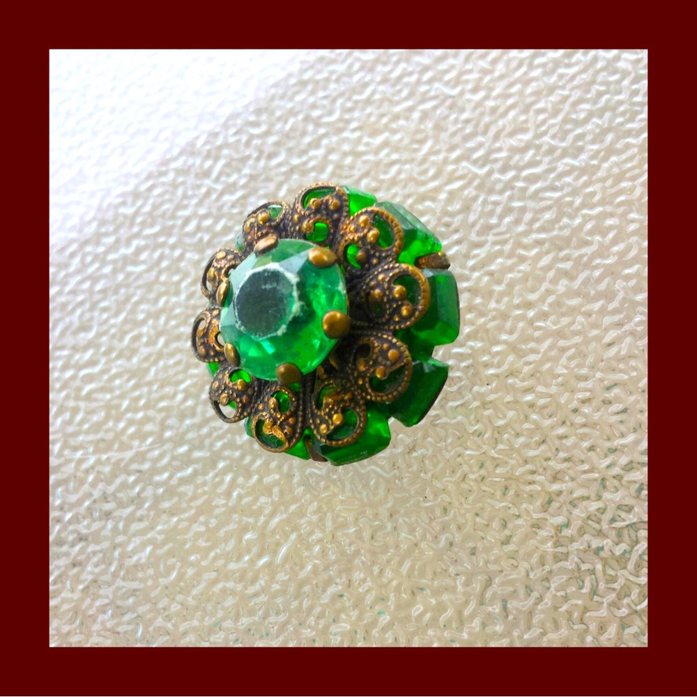 Bundle 3 VTG 50s Jewel Tone & Rhinestone Buttons - Picture 10 of 13